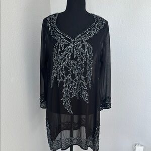 Elegant Black Beaded Tunic